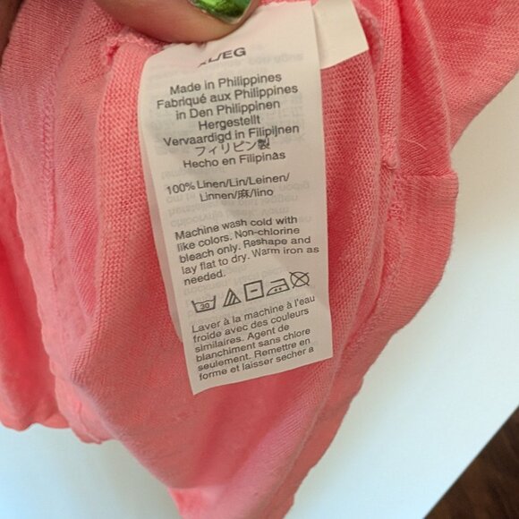 J. Crew 100% Linen Barbie Pink Tiered Wide Strap Flowy Tank Top XL 14 16 - Picture 3 of 4